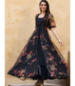 Black Rayon Designer Kurti With strug