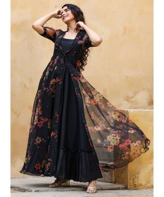 Black Rayon Designer Kurti With strug 2