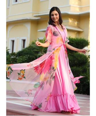 Baby pink Rayon Designer Kurti With strug 3