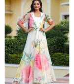 Off White Rayon Designer Kurti With Organza strug