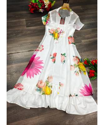 Off White Rayon Designer Kurti With Organza strug 5