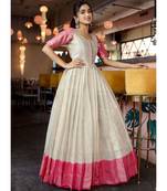 Cream banarasi Silk Designer Gown