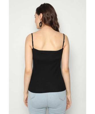 Black Adusjustable  Cotton Camisole Strap Sphagetti for Women Girls Top Camisol 2