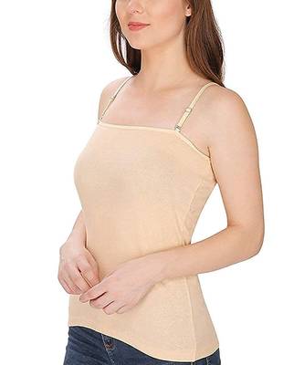 Beige  Adusjustable  Cotton Camisole Strap Sphagetti for Women Girls Top Camisol 4