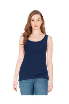 KEX Blue Round Neck Soft cotton Free size Tank Top For Girl's Top Tank Top