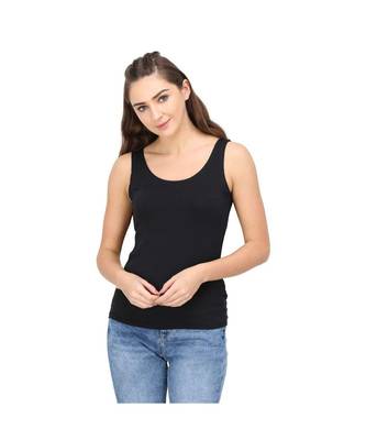 KEX Black Round Neck Soft cotton Free size Tank Top For Girl's Top Tank Top 1