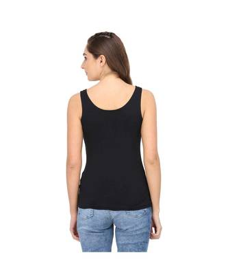 KEX Black Round Neck Soft cotton Free size Tank Top For Girl's Top Tank Top 2