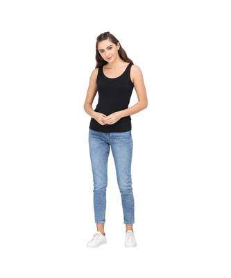 KEX Black Round Neck Soft cotton Free size Tank Top For Girl's Top Tank Top 4