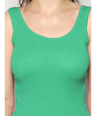KEX Green Round Neck Soft cotton Free size Tank Top For Girl's Top Tank Top 3
