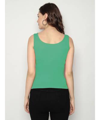 KEX Green Round Neck Soft cotton Free size Tank Top For Girl's Top Tank Top 4