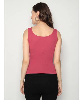 KEX Pink Round Neck Soft cotton Free size Tank Top For Girl's Top Tank Top 2