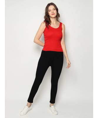 KEX Red Round Neck Soft cotton Free size Tank Top For Girl's Top Tank Top 1