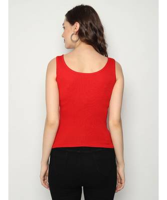 KEX Red Round Neck Soft cotton Free size Tank Top For Girl's Top Tank Top 2