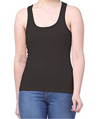 KEX Black  Lock  Neck Soft cotton Free size Tank Top For Girl's Top Tank Top 1