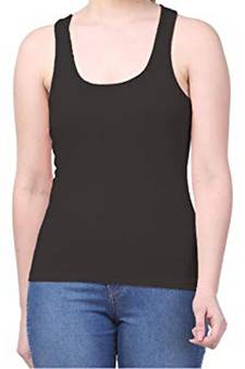 KEX Black  Lock  Neck Soft cotton Free size Tank Top For Girl's Top Tank Top
