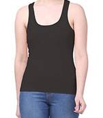 KEX Black  Lock  Neck Soft cotton Free size Tank Top For Girl's Top Tank Top