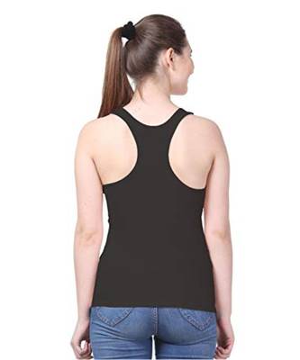 KEX Black  Lock  Neck Soft cotton Free size Tank Top For Girl's Top Tank Top 2