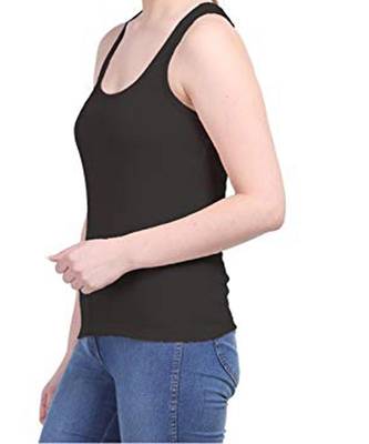 KEX Black  Lock  Neck Soft cotton Free size Tank Top For Girl's Top Tank Top 4