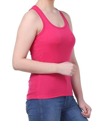 KEX Pink  Lock  Neck Soft cotton Free size Tank Top For Girl's Top Tank Top 3
