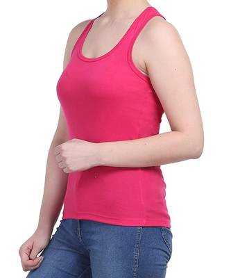 KEX Pink  Lock  Neck Soft cotton Free size Tank Top For Girl's Top Tank Top 4