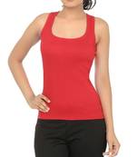 KEX Red  Lock  Neck Soft cotton Free size Tank Top For Girl's Top Tank Top