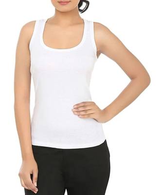 KEX white  Lock  Neck Soft cotton Free size Tank Top For Girl's Top Tank Top 1