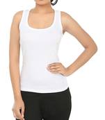 KEX white  Lock  Neck Soft cotton Free size Tank Top For Girl's Top Tank Top