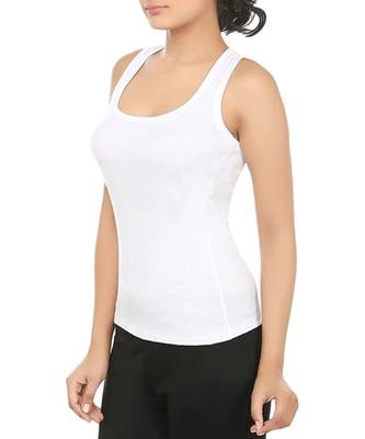 KEX white  Lock  Neck Soft cotton Free size Tank Top For Girl's Top Tank Top 3