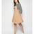 Beige Button Close work Cotton Lycra knee length dungaree Skirt with top for Girls