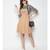 Beige Button Close work Cotton Lycra knee length dungaree Skirt with top for Girls