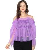 Purple Net Crepe Solid Top Top for Girls Top for women Girls Top women Top Off Sholder Top