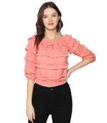 Peach  Poly Crepe Top for Girls Top for women Girls Top women Top Party wear Top