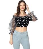 Black  Net  Crepe Top for Girls Top for women Girls Top women Top Party wear Top Off Shoulder Top