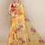 Light yellow printed organza saree with blouse