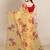 Light yellow printed organza saree with blouse