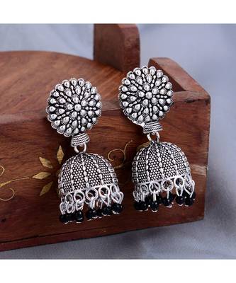 Flat Round Black Ghungroo Jhumka 1