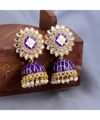 Flat Round Purple Ghungroo Jhumka 1