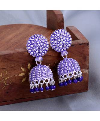 Flat Round Blue Ghungroo Jhumka 1