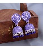 Flat Round Blue Ghungroo Jhumka
