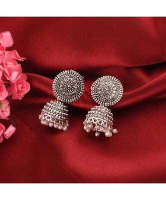 Flat Round White Ghungroo Jhumka 1