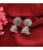 Flat Round White Ghungroo Jhumka