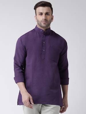 Purple Cotton full Sleeve  half sleeve Kurta 1