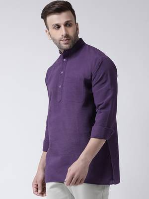 Purple Cotton full Sleeve  half sleeve Kurta 2
