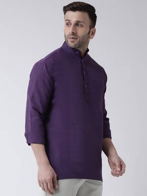 Purple Cotton full Sleeve  half sleeve Kurta 3