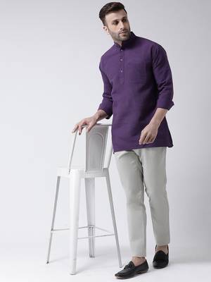 Purple Cotton full Sleeve  half sleeve Kurta 5