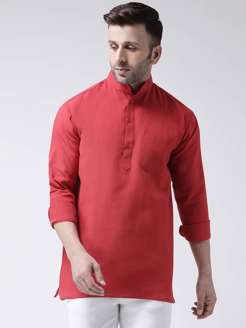 Red Cotton full Sleeve  half sleeve Kurta