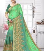 Trendmalls Green embroidered silk blend Party Wear Saree With Blouse