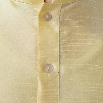 Beige Silk Printed Boys Kurta Pyjama 5