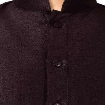 Brown Silk Printed Boys Kurta Pyjama 5