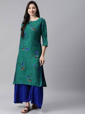 Green printed cotton ethnic-kurtis 2